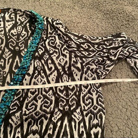 V By Eva Black White Beaded  Kimono Size Large - Picture 6 of 11